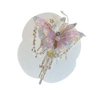 Floral Hair Clips | Beaded Tassel Hair Pin | Silk Bowknot Shiny Tassels Rose Elegant Headwear for School Prom Cosplay Festival Bridesmaid Everyday Dance