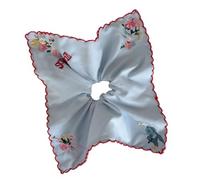 Floral Hair Scrunchie For Students Girls Elastic Hair Rope With Fancywork Blue Comfort Stretchy Accessory