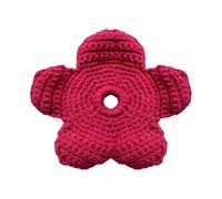 Floral Hair Tie Colorful Wool Headband Handcrafted Large Flower Wool Hair Scrunchie Elastic Knitting Headband Ponytail Holder Rose Red