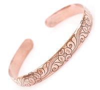 Floral Hand-Carved Pure Copper Bracelet - 99.9% Solid Himalayan Copper Bangle - Artisan Relief Flower Cuff for Joint Support - Adjustable Unisex Healing Jewelry - Handmade in Nepal