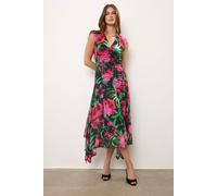 Floral Hanky Hem Midi Dress Star By Julien Macdonald Black 16