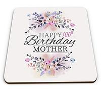 Floral Happy 100th Birthday Mother Novelty Funny Novelty Glossy Coaster