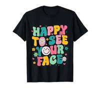 Floral Happy to See Your Face Back to School Teacher Team T-Shirt