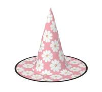 Floral Harmony Halloween Witch Hat, Pointed Wide Brim Cosplay Hat | woven oxford cloth, all-over printed surface, one size adult fit, for halloween costume and themed events 1 PC