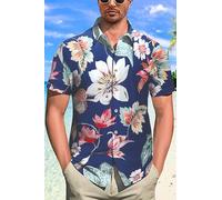 Floral Hawaiian Shirt for Men Tropical Casual Short Sleeve Button Down Printed Leaf Beach Shirts