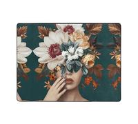 Floral Head Dreamscape Area Rugs for Living Room Decor - Soft Throw Washable Rugs for Bedroom, 63x48 Inch Indoor Carpet for Bedroom Living Room