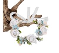 Floral Headband | 22g Lightweight Fabric Lace Pearl Artificial Rose Hair Accessory | Romantic Country Style Hair Garland For E