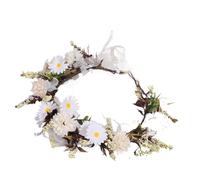 Floral Headband Artificial Wedding Headdress Hair Accessory Plastic Flower Crown For Seaside Resort Adult Photoshoot for Summer,Wedding(White)