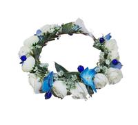Floral Headband Blue White Flower Crown Wedding Hair Accessories Girls Flower Wreath Headband Floral Garlands Women Bride Hair Ornaments(Style1)