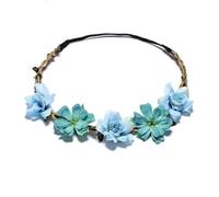 Floral Headband Women Bride Flowers Headband Rose Flower Crown Hairband Ladies Elastic Beach Hair Accessories Headband(Color10)