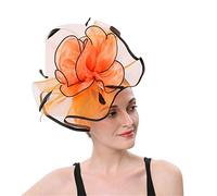 Floral Headdress Clip Fascinator for Ladies Women With Large Black Outline Flower, Wedding, Party, Races, One Size Fits Most, All Seasons