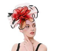 Floral Headdress Clip Fascinator for Ladies Women With Large Black Outline Flower, Wedding, Party, Races, One Size Fits Most, All Seasons