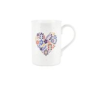 Floral Heart Anniversary Love Mug - Bone China White Cup Coffee/Tea Present Gift