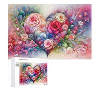 Floral Heart Illustration Puzzle for Adults, 1000 PCS, Illustrated Jigsaw Edition, A Focused Activity for Patient Adult Puzzlers, at Home
