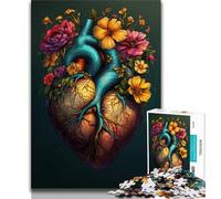 Floral Heart JigsawPuzzle 1000 Pieces for Teenagers,Challenging Game And Family Play Wall Decoration Unique Birthday And Xmas Gifts (38x26cm)