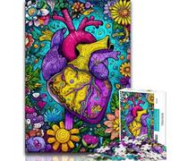Floral Heart Jigsaws 1000 Pieces for Teenagers,Stress Reliever Difficult Challenge Deal As Gifts for The Whole Family (75x50cm)