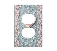 Floral Heart Light Switch Cover Plate, Soft Peach and Blue Vintage Design for Home Decor, Thermoplastic Wall Plates, Standard Size Single Duplex Outlet