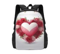 Floral Heart Love Backpack Unisex 15.6 Inch Laptop Black Oxford Daypack | This Unisex 600d Oxford Daypack Is Water Resistant, Fits 15.6 Inch Laptops, Perfect For Work, Gym And Holiday Gifting.