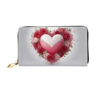 Floral Heart Love print Wallet for Travel, Leather Wallet with Zipper