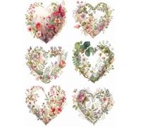 Floral Hearts Rice Paper, 29 x 40cm (1pc) - for Furniture Poster Craft Decoupage by CRAFT KREATIVELY