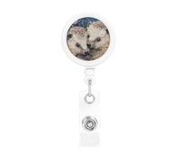 Floral Hedgehogs Print Retractable Badge Holder with Clip Name Card Holders for Office Worker Doctor Nurse