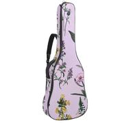Floral Herbs and Spices on Lilac Pattern Padded Guitar Bag, Protective Acoustic Guitar Cover Gig Bag for Electric Bass Classical Guitar