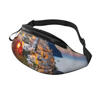 Floral Herbs Botanical Engraving Fanny Pack for Women Men Fashion Waist Pack Adjustable Belt Bag for Workout Running Travelling Casual Waist Bag, Positano Seaside Sunset, One Size