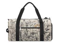 Floral Herbs Botanical Engraving Gym Bag Duffle Bag Travel Bag