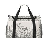 Floral Herbs Botanical Engraving Print Duffel Bag for Travel Weekender Overnight Carry On Bag Women Men Gym Luggage Bag Carry on