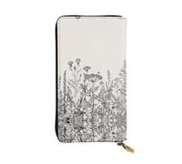 Floral Herbs Botanical Engraving Print Leather Long Clutch Wallet – Fashionable Personalized Wallet, Multiple Card Slots, Gift Ready, Black, One Size