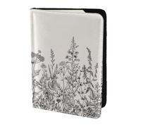 Floral Herbs Botanical Engraving Print Passport Holder for Travel,Wallet Case RFID Blocking Leather Card Slot Protector