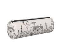 Floral Herbs Botanical Engraving Print Pencil Case Cylindrical Stylish Pen Pouch Office Accessories Stationery Organizer