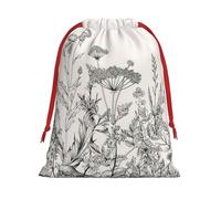 Floral Herbs Botanical Engraving Print Practical Drawstring Gift Pouches Comfort Holiday Parties Events Multipurpose Use