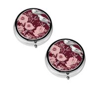 Floral Herbs Botanical Engraving Print Print Pill Box 3 Compartment Medicine Pill Case,Portable for Pocket Or Purse Pill Organizer Decorative Metal Medicine Vitamin Organizer Unique Gift