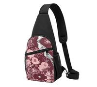 Floral Herbs Botanical Engraving Print -Print Waterproof Chest Pack for Hiking & Travel-Adjustable Strap,Lightweight Design with Multiple Pockets.