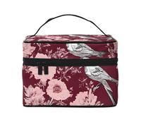 Floral Herbs Botanical Engraving Print -Print Waterproof Cosmetic Bag for Travel & Gym - Large Makeup Organizer Compartments, Premium Twill Fabric, Leak-Proof Design