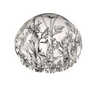 Floral Herbs Botanical Engraving Print Shower Cap - Reusable, Double Layer, Breathable, Adjustable Elastic Strap, Durable Travel Essentials