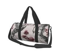 Floral Herbs Botanical Engraving Print Travel Duffel Bag Large Foldable Round Travel Carry on Bag with Adjustable Shoulder Strap for Weekender Overnight Flight Hospital Sports