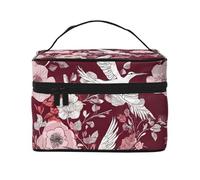 Floral Herbs Botanical Engraving -Print Waterproof Cosmetic Bag for Travel & Gym - Large Makeup Organizer Compartments, Premium Twill Fabric, Leak-Proof Design