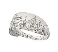 Floral Herbs Botanical Engraving Printed Athletic Head Wrap, Non Slip Hair Band, Keeps Sweat Out of Eyes for Yoga Gym Workout