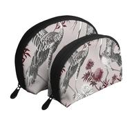Floral Herbs Botanical Engraving Printed Makeup Bags 2-Piece Portable Shell Travel Toiletry Bag Cosmetic Organizer Bag for Women