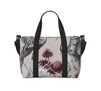 Floral Herbs Botanical Engraving Printed Travel Bag Duffle Bag for Men Women, Large Water Resistant Gym Bag Weekend Holdall Bag with Shoulder Strap