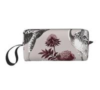 Floral Herbs Botanical Engraving Printed Travel Makeup Bag Portable Cosmetic Bag Makeup Case Toiletry Handbag Organiser for Women