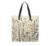 Floral Herbs Botanical Engraving Shoulder Bag Handbags Tote Bag