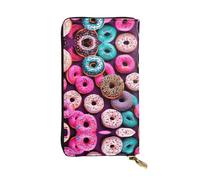Floral Herbs Botanical Pattern Leather Wallets for Women Man, Wallets Large Billfold with 12 Card Slots,Wallet Passport wallet, Donut, One Size