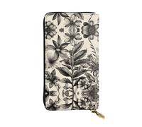 Floral Herbs Botanical Pattern Leather Wallets for Women Man, Wallets Large Billfold with 12 Card Slots,Wallet Passport wallet, Floral Herbs Botanical Pattern, One Size