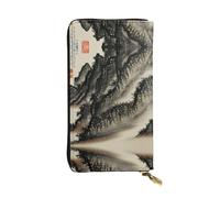 Floral Herbs Botanical Pattern Leather Wallets for Women Man, Wallets Large Billfold with 12 Card Slots,Wallet Passport wallet, Chinese Painting, One Size