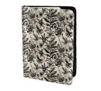 Floral Herbs Botanical Pattern Print 5.5in Passport Travel Document Wallet Case Stylish Secure Men Women For Travelers, Black, One Size