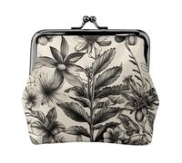 Floral Herbs Botanical Pattern print Coin Purse Small Change Purse Card Holder Coin Pouch Small Wallet for Women and Men, Black, One Size, Vintage