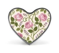 Floral Herbs Botanical Pattern Print Heart Pin, 1 Inch Metal Love Lapel Pins - Lightweight, Smooth Edges, Versatile Badge Brooch for Jackets, Shirts, Bags, Gifts for Friends, Family